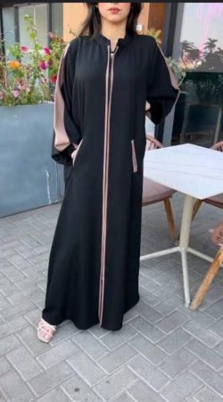 Pocket zipper abaya