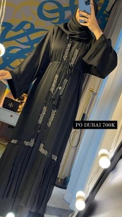 pleated hand work abaya imported
