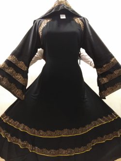 Golden stone umbrella abaya