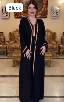 Golden shrug abaya lace